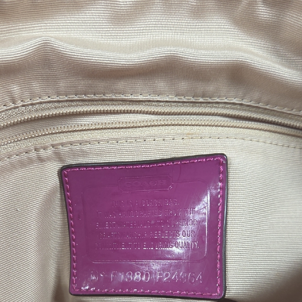 Coach Pink and Tan Crossbody Bag with Signature Monogram - Picture 6 of 7